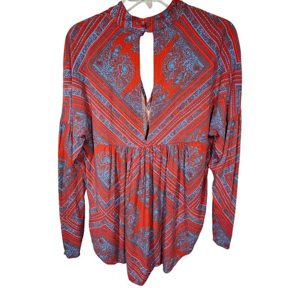 Free People Walking On a Dream Cut-Out Choker Tunic Top Red Size XS - Picture 7 of 10